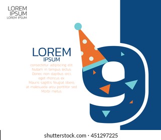Number nine letter. party concept.