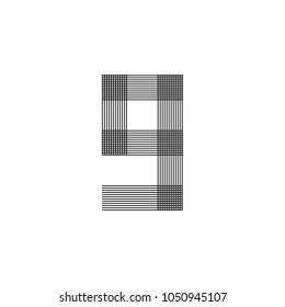 Number nine line. Vector illustration