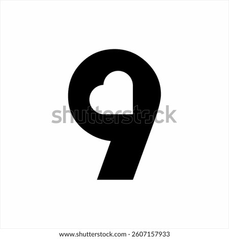 Number nine logo design with heart symbol.