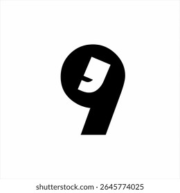 Number nine logo design with quotation marks.