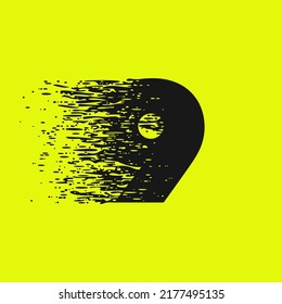 Number nine logo in fast speed style. Dry brush stroke with grunge lines and dots. Perfect for Taxi ads, Race poster, Sport identity, etc.