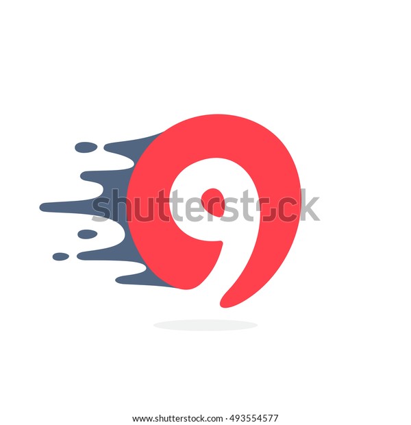 Number nine logo with fast speed water, fire,\
energy lines. 9 icon. Vector elements for sportswear, t-shirts,\
labels or posters.