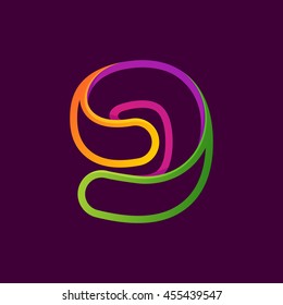 Number nine logo formed by colorful neon line. Font style, vector design template elements for your application or corporate identity.