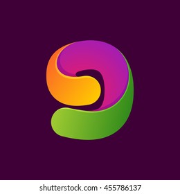 Number nine logo formed by colorful line. Font style, vector design template elements for your application or corporate identity.