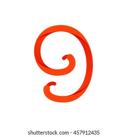 Number nine logo formed by shoe lace. Sport style vector for sportswear, club identity, labels or posters.