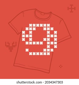 Number nine logo is made of thick round knits. Flat style lettering with a set of bonus icons. Perfect for the 2022 New Year, Ugly Sweater Party, Christmas souvenirs design like a T-shirt.