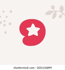 Number nine logo with a star for Christmas and 2022 New Year design. Perfect for your family gifts package, greeting cards to your colleagues, and t-shirts prints.