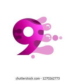 number nine logo vector with water bubble 