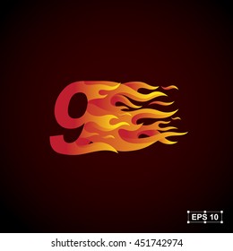 Number nine logo,fire fast speed