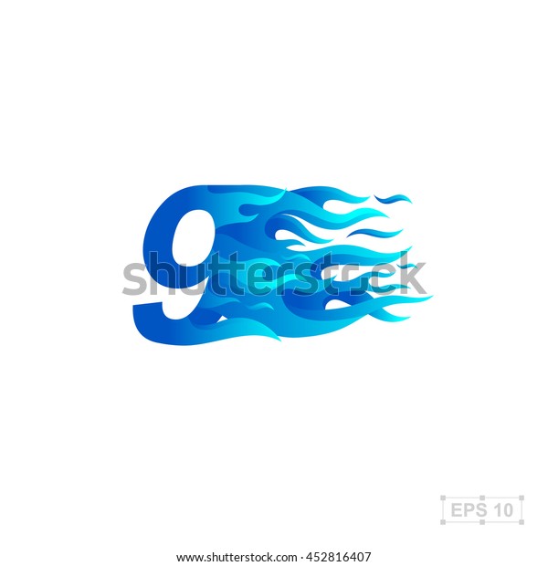 Number nine logo,fire fast\
speed,blue
