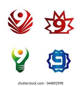 Number nine logo.Logo 9 set
