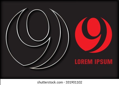 Number nine logo.Logo 9 vector template.