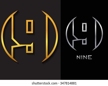 Number nine logo.Logo 9 vector template.