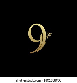 Number Nine Luxury Feather Logo Icon