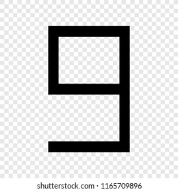 Number nine, numeral icon on transparent background