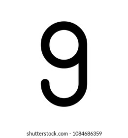 Number nine, numeral, simple letter