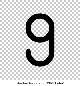 Number nine, numeral, simple letter. On transparent background.
