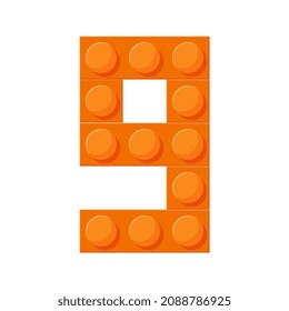 Number nine plastic blocks. flat style. Vector illustration