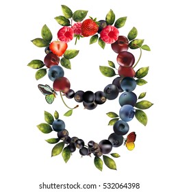 Number nine of realistic berries.