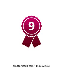 Number Nine Ribbon Vector Template Design Illustration