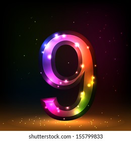 Number nine. Salute- vector isolated on black background