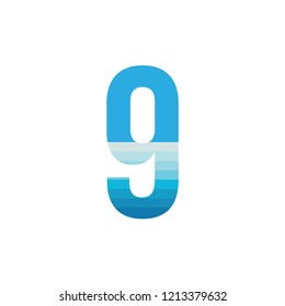 Number NINE with sea wave logo design