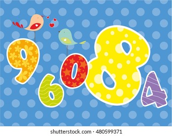 number nine, six, eight, numbers in a row, the background of the figures, game figures, colorful figures, bright figures, bright background, notebook