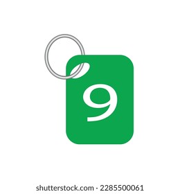 number nine tag label for web and teaching materials.