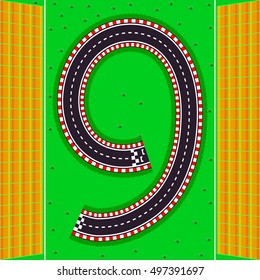 The number nine. The tracks with stands for spectators
