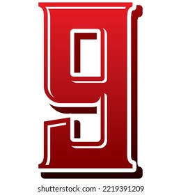 Number Nine Vector Illustration. Number 9 Isolated On A White Background
