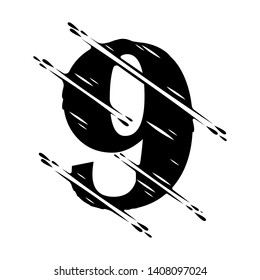 number nine vector illustration. eps 10