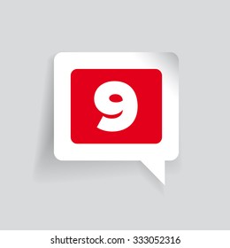 Number nine vector label red