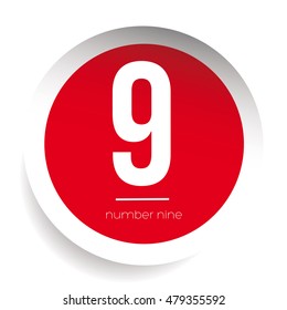 Number nine vector label red