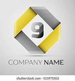 Number nine vector logo symbol in the colorful rhombus. Vector template for your design