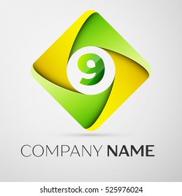 Number nine vector logo symbol in the colorful rhombus. Vector template for your design
