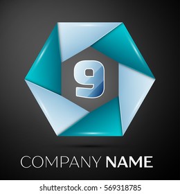 Number nine vector logo symbol in the colorful circle on black background. Vector template for your design