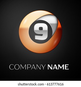 Number nine vector logo symbol in the colorful circle on black background. Vector template for your design