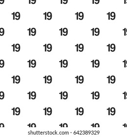 Number Nineteen, 19 seamless pattern, isolated on white background. Vector illustration, easy to edit.