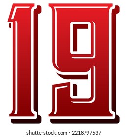 Ilustración De 19 Vectores. Número 19 Aislado En Un Fondo Blanco
