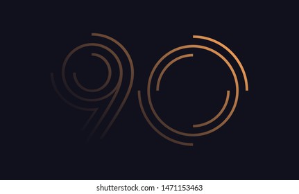 Number ninety / 90 vector font alphabet, modern dynamic luxury flat design for your unique elements design ; logo, corporate identity, application, creative poster & more 