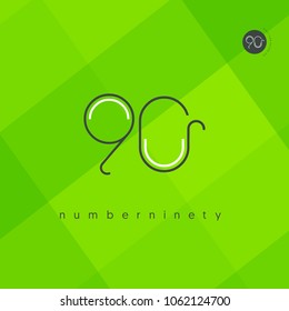 Number ninety, Digit 90 Logo Icon vector template.
