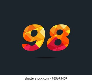 Number ninety eight 98 Logo Icon, filled with geometric pattern. polygon letter. Vector Element.
