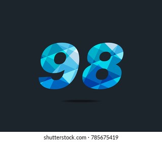 Number ninety eight 98 Logo Icon, filled with geometric pattern. polygon letter. Vector Element.
