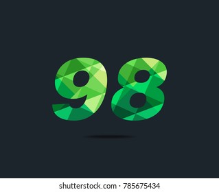 Number ninety eight 98 Logo Icon, filled with geometric pattern. polygon letter. Vector Element.
