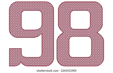 Number Ninety Eight With Abstract Pattern Vector Illustration. Number 98 Isolated On A White Background
