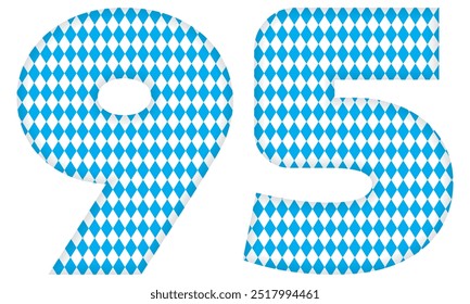 Number Ninety Five With Bavarian Oktoberfest Seamless Pattern Vector Illustration. Number 95 Isolated On A White Background
