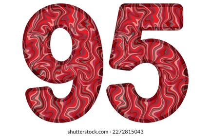 Número Noventa Y Cinco Con Ilustración Del Vector De Textura De Mármol Líquido. Número 95 Aislado En Un Fondo Blanco

