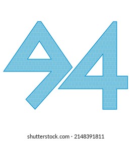 Number Ninety Four With Greek Or Roman Ancient Font. Blue Number 94 With Traditional Greek Ornament.eps
