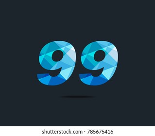 Number ninety nine 99 Logo Icon, filled with geometric pattern. polygon letter. Vector Element.
