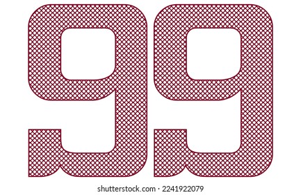 Number Ninety Nine With Abstract Pattern Vector Illustration. Number 99 Isolated On A White Background
